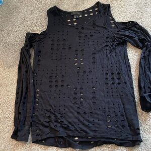 Twenty cold shoulder shirt with cut out holes